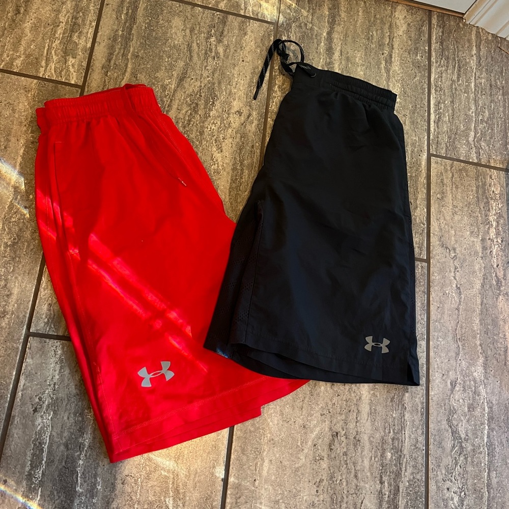 Under Armour Red and Gray athletic Shorts set